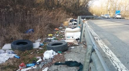 VERGOGNA SULLA 460 - I mazzi di fiori di chi è morto sulla strada coperti dalle discariche abusive - FOTO