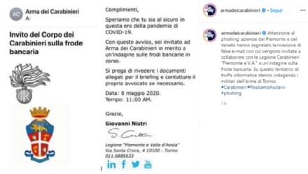 TRUFFE ONLINE - Finte mail dei carabinieri: nel mirino aziende piemontesi