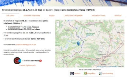 CANAVESE - Scossa di terremoto al confine tra Italia e Francia