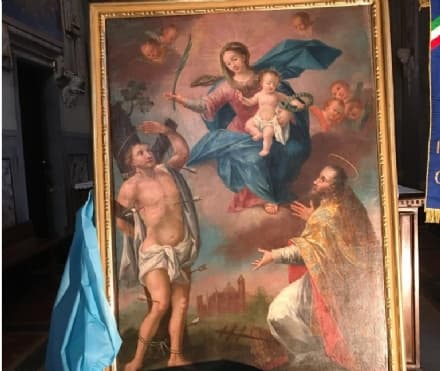 BUSANO - Una pala d'altare della chiesa restaurata dall'Inner Wheel Club Cuorgnè e Canavese