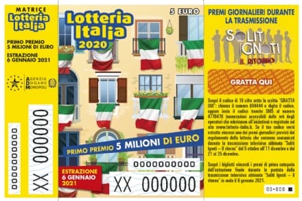 LOTTERIA ITALIA - Vinti 25 mila euro a Castellamonte. Un altro biglietto da 10 mila euro venduto a Leini - TUTTI I NUMERI VINCENTI