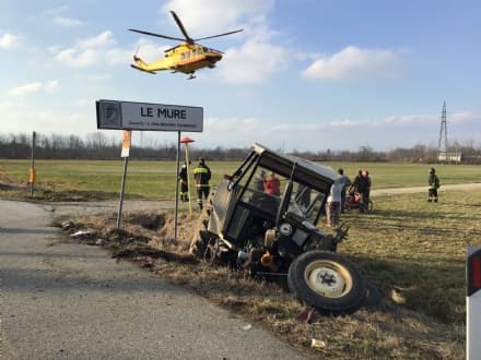 SAN BENIGNO CANAVESE - Incidente stradale trattore contro auto: un ferito grave - FOTO E VIDEO