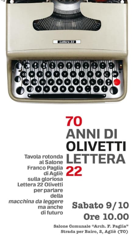 AGLIE' - I 70 anni della Olivetti Lettera 22 in un super convegno