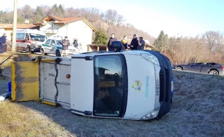 CASTELLAMONTE-BAIRO - Grave incidente stradale: camion Teknoservice ribaltato - FOTO E VIDEO