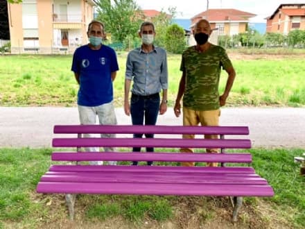 CASCINETTE D'IVREA - Il Comune inaugura la prima panchina viola della gentilezza