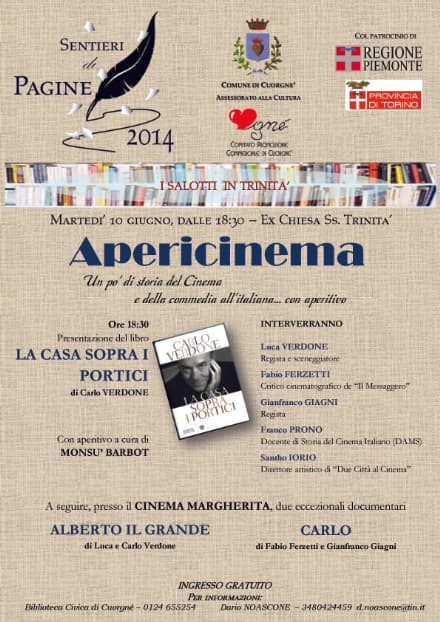 CUORGNE' - Sentieri di Pagine e Due città al Cinema sperimentano «Apericinema»