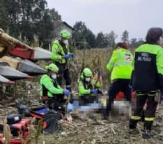 LOMBARDORE - Incidente sul lavoro, agricoltore con la gamba incastrata sotto una mietitrebbia - FOTO e VIDEO