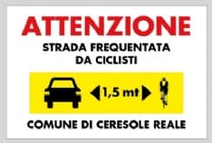CANAVESE - Proposti agli assessori alla gentilezza i cartelli «Io rispetto il ciclista»