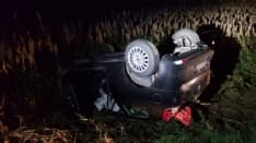 RIVAROLO-BOSCONERO - Incidente sulla 460: cinghiale investito e auto ribaltata. Due ragazzi di Favria e Feletto feriti - FOTO E VIDEO