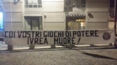 IVREA - Striscione di CasaPound contro il Pd e il sindaco Della Pepa