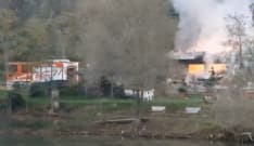 LOMBARDORE - In fiamme il tetto con lastre in eternit di un fabbricato, intervento dei pompieri