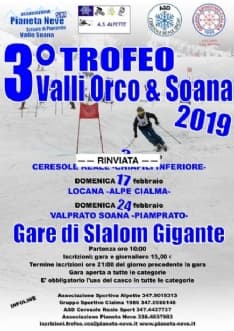 SCI - Maltempo, salta la prima gara del Trofeo Valli Orco e Soana