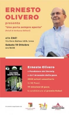 IVREA - Ernesto Olivero torna in città con il suo ultimo libro «Una porta sempre aperta»