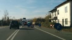 RIVAROLO - Cantiere a sorpresa alla curva del Bogo: subito incidente