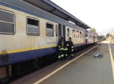 CUORGNE' - Principio d'incendio sul treno Gtt della Canavesana diretto a Rivarolo Canavese - FOTO E VIDEO