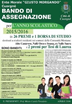 CUORGNE' - Tornano i premi di studio dall'Ente Morale Giusto Morgando