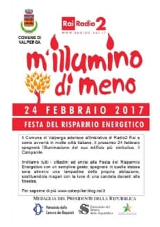 VALPERGA - Il Comune aderisce a M'illumino di meno