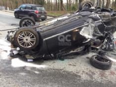 SCARMAGNO - Auto si ribalta in autostrada: un ferito grave trasportato al Cto