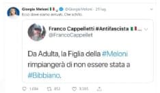 IVREA - Un tweet su Bibbiano del blogger eporediese Cappelletti indigna Giorgia Meloni e il web