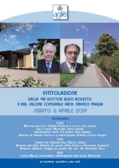 AGLIE' - Doppia intitolazione per ricordare il dottor Roletto e l'architetto Paglia