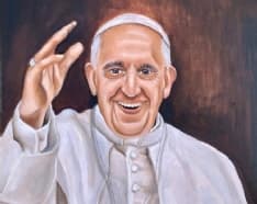 PONT CANAVESE - L'artista Carmine Antonio Carvelli dona un ritratto a Papa Francesco