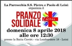 LEINI - Pranzo solidale a favore delle iniziative della Caritas