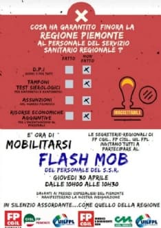 IVREA - Coronavirus, flash mob davanti all'ospedale: i sindacati contro la Regione