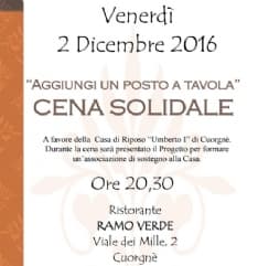 CUORGNE' - Una cena solidale al Ramo Verde per la casa di riposo Umberto I