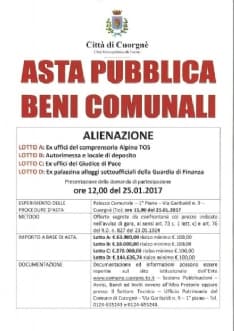 CUORGNE' - Vanno di nuovo all'asta gli uffici del giudice di pace