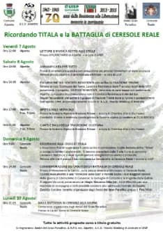 CERESOLE-ALPETTE - Tante iniziative per ricordare Titala e la Battaglia di Ceresole