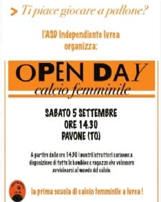 CALCIO FEMMINILE - Open day della scuola calcio Independiente Ivrea