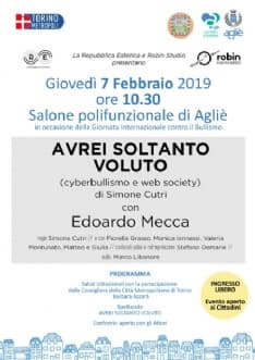 AGLIE' - Contro bullismo e cyberbullismo lo spettacolo con Edoardo Mecca