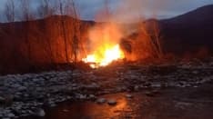 CUORGNE'-PONT CANAVESE - Incendio sulle sponde del torrente Orco, intervento dei vigili del fuoco