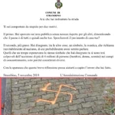 STRAMBINO - Una svastica sul marciapiede: l'ira dell'amministrazione