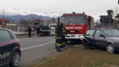 CASTELLAMONTE - Incidente stradale all'incrocio per Torre Canavese - FOTO