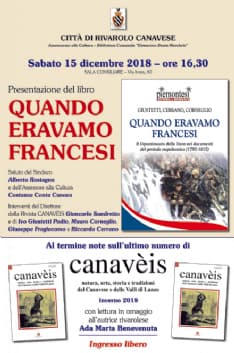 RIVAROLO CANAVESE - Sabato la presentazione di "Quando eravamo francesi"