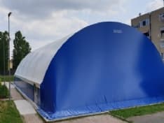 VOLPIANO - Copertura in legno lamellare per la piastra del Palazzetto