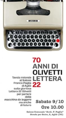 AGLIE' - I 70 anni della Olivetti Lettera 22 in un super convegno