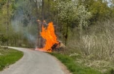 RIVARA - Incendio in un boschetto, intervento dei vigili del fuoco - FOTO