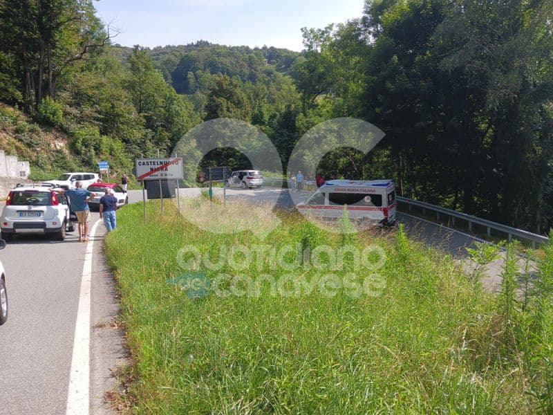CASTELNUOVO NIGRA - Ciclista travolto da un'auto sulla provinciale: elitrasportato al Cto - FOTO