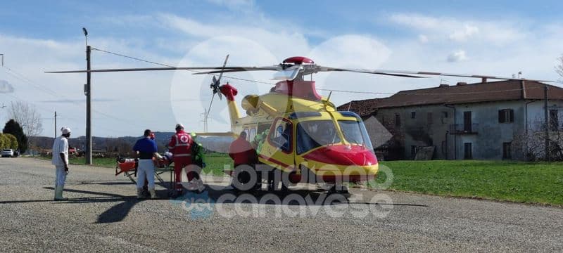 OZEGNA - Incidente sul lavoro: operaio elitrasportato all'ospedale di Ciriè - FOTO
