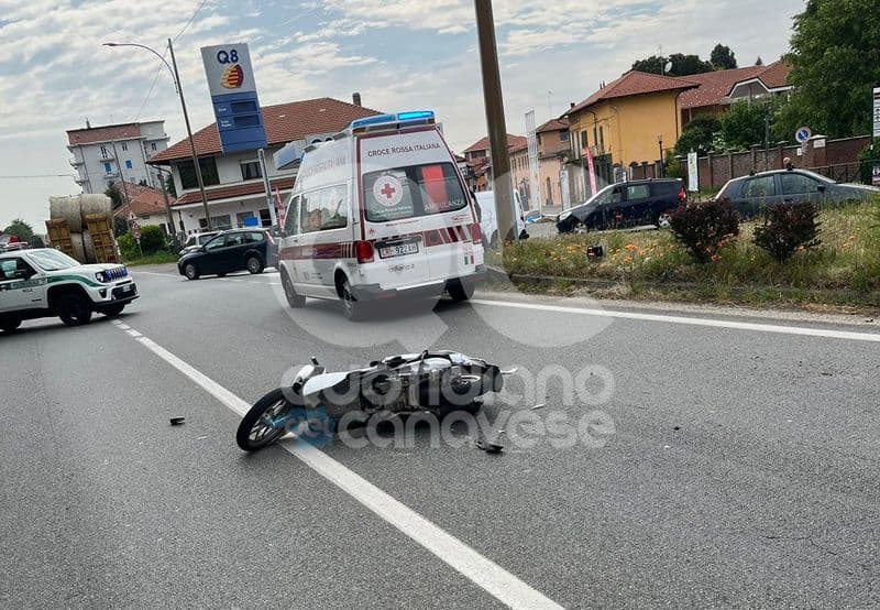 CIRIE'-NOLE - Scontro tra uno scooter e un'auto sulla provinciale: 50enne portato in ospedale