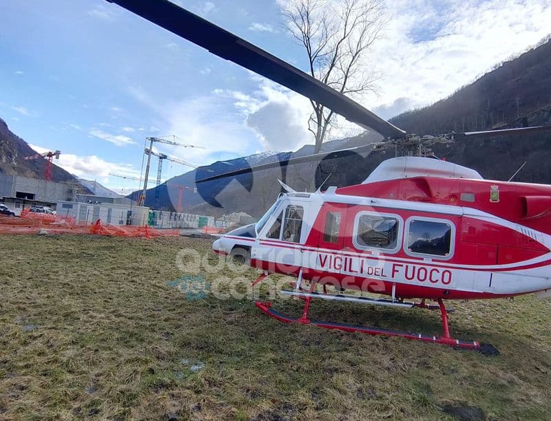 LOCANA - Incidente sul lavoro, operaio ferito in una vasca: trasportato in ospedale con l'elicottero