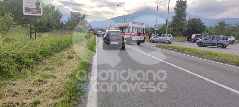 CASTELLAMONTE - Incidente sulla provinciale a Sant'Antonio, ciclista ferita dopo una brutta caduta sull'asfalto