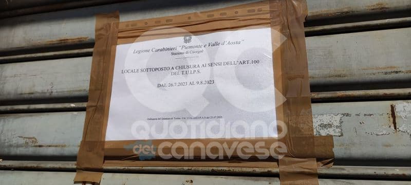 CUORGNE' - Troppi pregiudicati tra i clienti del bar: scatta la chiusura per quindici giorni dopo i controlli dei carabinieri