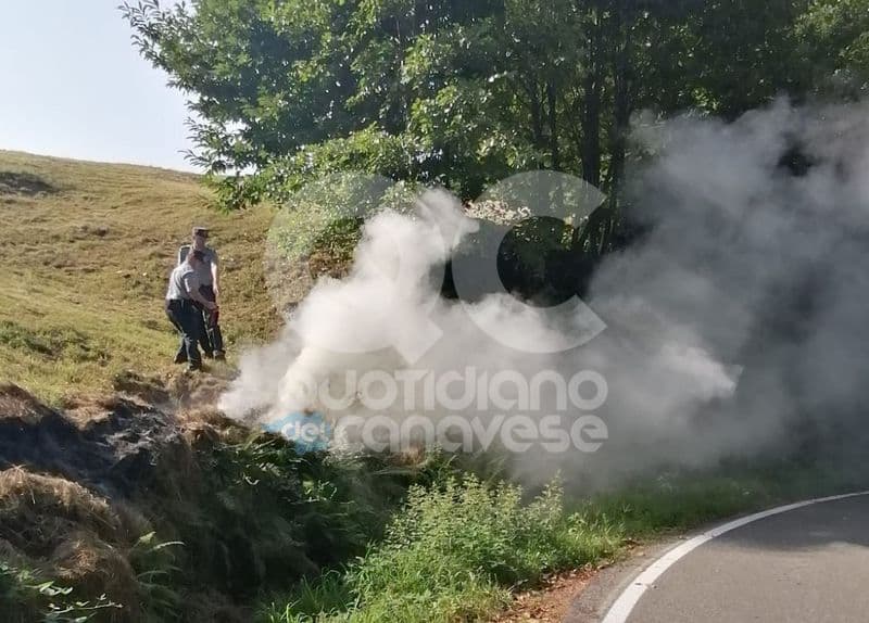 COLLERETTO CASTELNUOVO - Sterpaglie a fuoco verso Santa Elisabetta: intervento di pompieri e guardie ambientali - FOTO