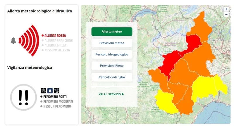 MALTEMPO IN CANAVESE - ALLERTA ROSSA E ARANCIONE PER LA GIORNATA DI GIOVEDI