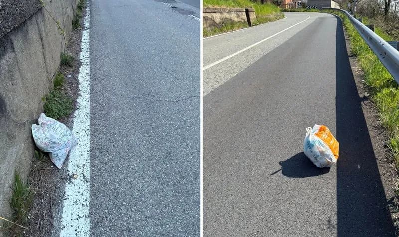 FORNO CANAVESE - Il sindaco ripulisce le strade dai rifiuti abbandonati: «In arrivo fototrappole contro gli incivili»