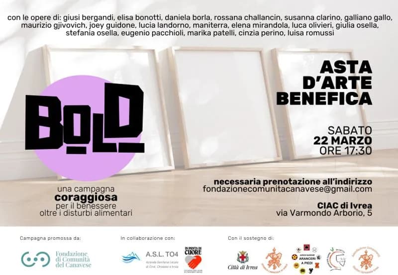 IVREA - Un'asta benefica con le opere di 18 artisti per finanziare il progetto Bold