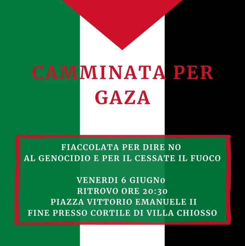 LEINI - Fiaccolata per Gaza: «È un genocidio sotto i nostri occhi»